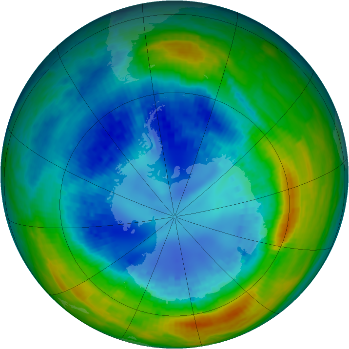 Antarctic ozone map for 25 August 2004